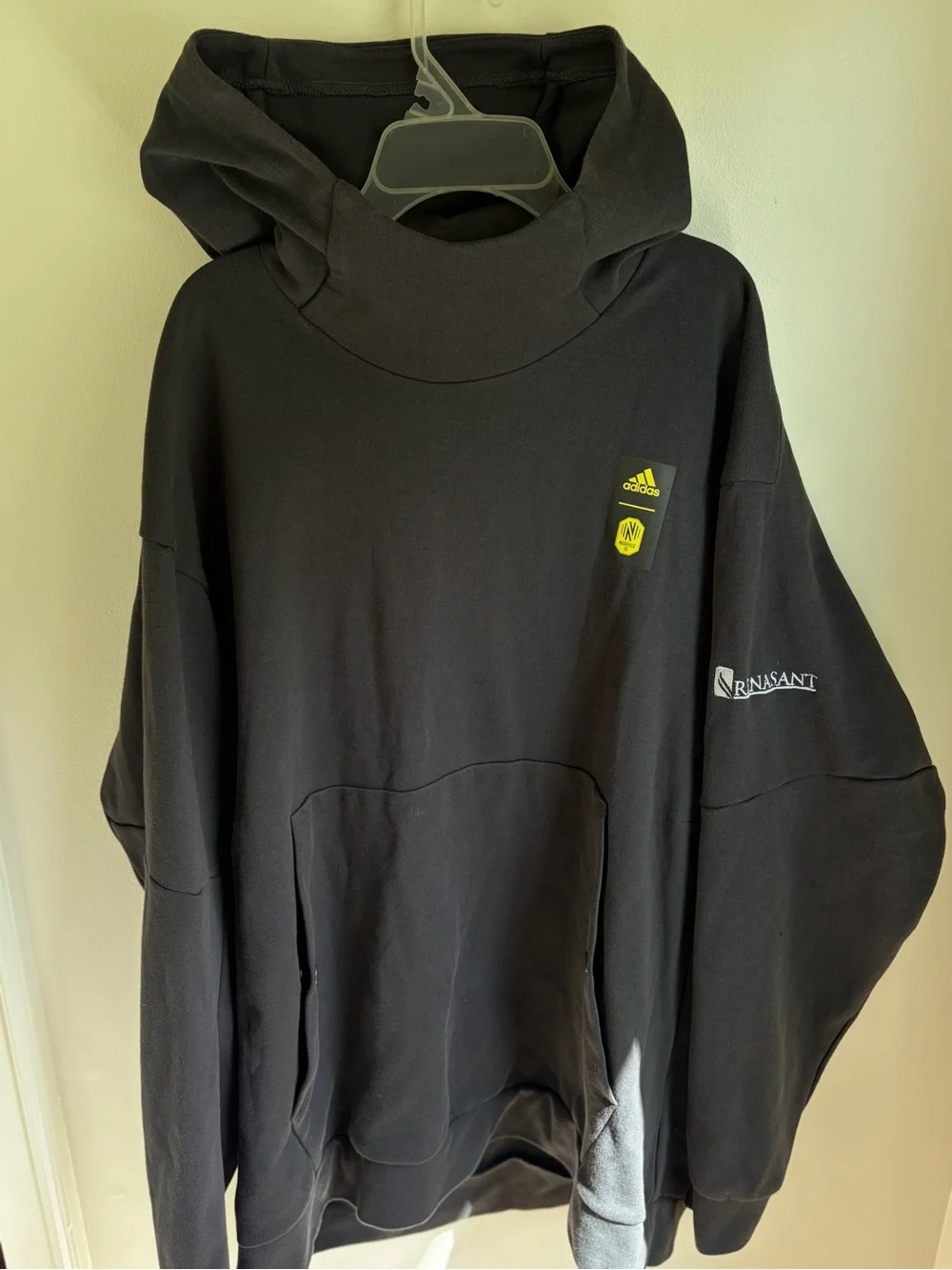 Adidas Black Hoodie with Yellow Logo